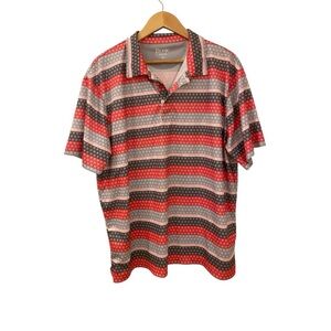 Etonic Mens Pink Striped Golf Polo Shirt Size XL Preppy Athletic